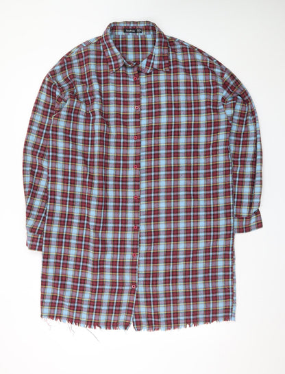 Boohoo Women’s Multicoloured Check Long Sleeve Flannel Shirt Dress UK 10