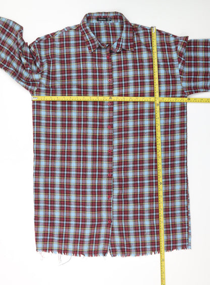 Boohoo Women’s Multicoloured Check Long Sleeve Flannel Shirt Dress UK 10