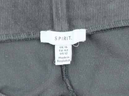 Spirit Women Grey Velour Stretch Leggings Size 16