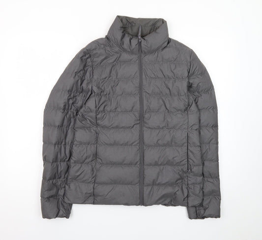 Uniqlo Men's Grey Lightweight Down Puffer Jacket M Water Resistant