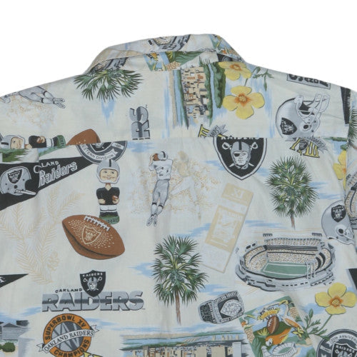Reyn Spooner Mens Multicoloured Hawaiian Raiders Short Sleeve Cotton Shirt M