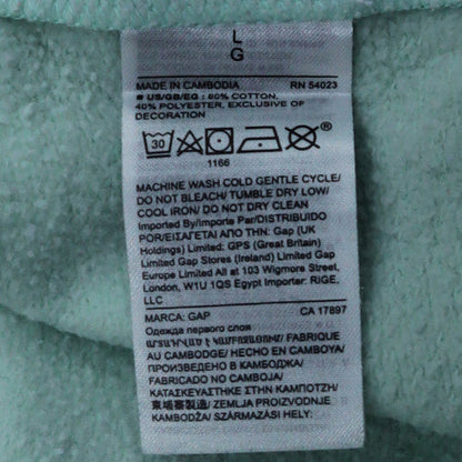 GAP Women Light Blue Pullover Hoodie L Cotton Blend Logo Design