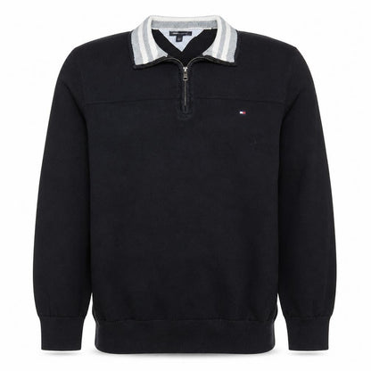 Tommy Hilfiger Men’s Black 2XL Quarter Zip Collared Sweatshirt