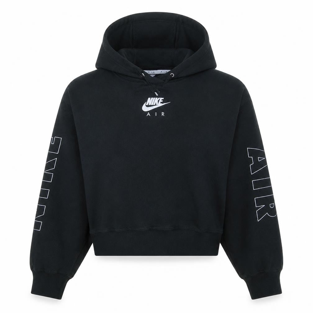 Nike Air Women's Black Pullover Hoodie Size L Logo Print Cotton Blend