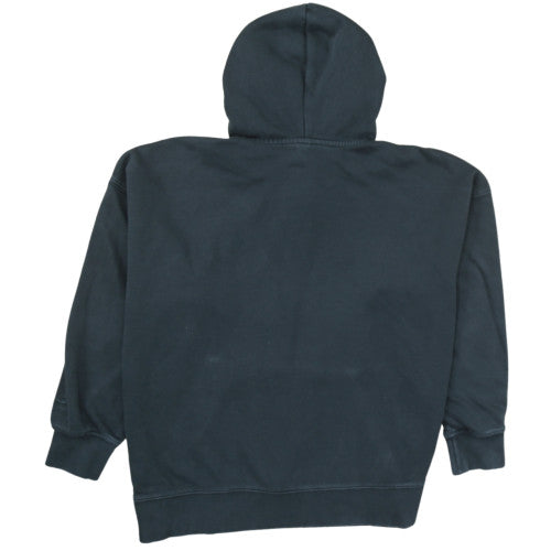 Adidas Womens Black 1/4 Zip Hooded Sweatshirt UK 14 Cotton Logo