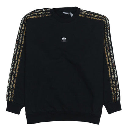 Adidas Womens Black Animal Print Crew Neck Sweatshirt Size L