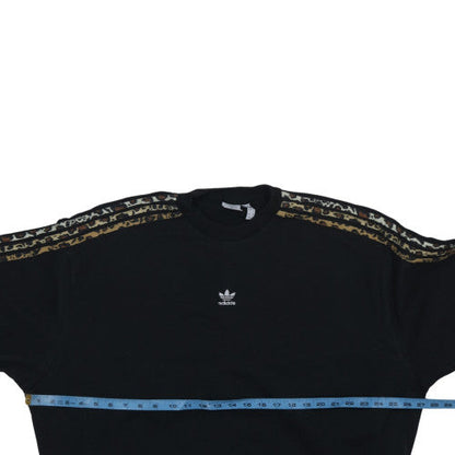 Adidas Womens Black Animal Print Crew Neck Sweatshirt Size L