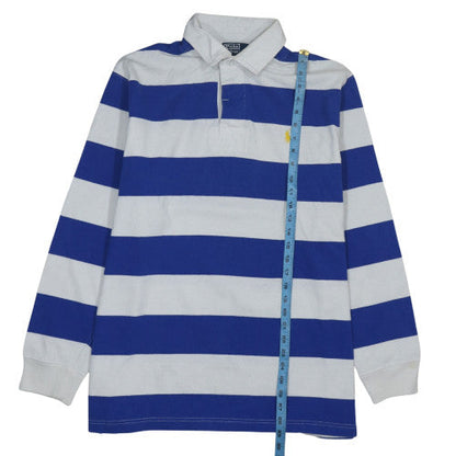 Ralph Lauren Men's Blue Striped Collared Rugby Sweatshirt L