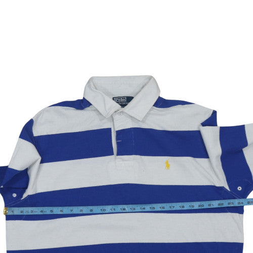Ralph Lauren Men's Blue Striped Collared Rugby Sweatshirt L
