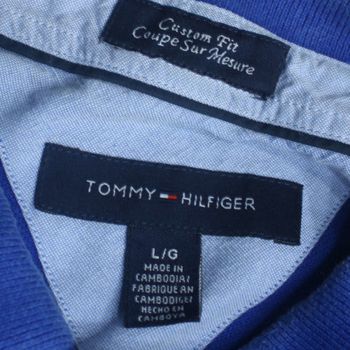 Tommy Hilfiger Men's Blue Cotton Slim Fit Polo Shirt Size L