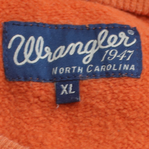 Wrangler Men's Orange XL Pullover Hoodie with USA Flag Embroidery