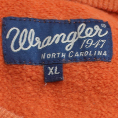 Wrangler Men's Orange XL Pullover Hoodie with USA Flag Embroidery