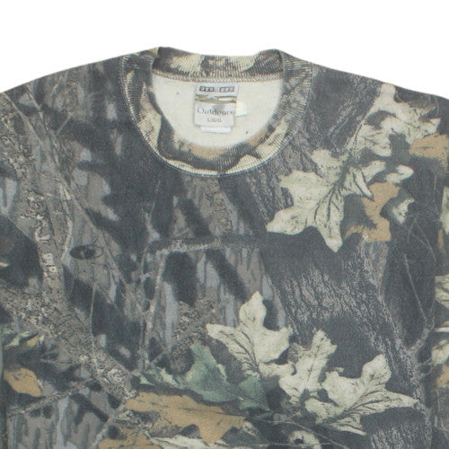 Jerzees Outdoors Men's Green Camouflage Crew Neck Sweatshirt Size L