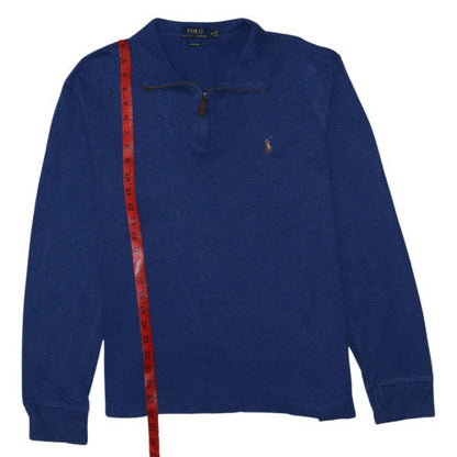 Ralph Lauren Men's Blue Cotton Half Zip Collared Jumper M