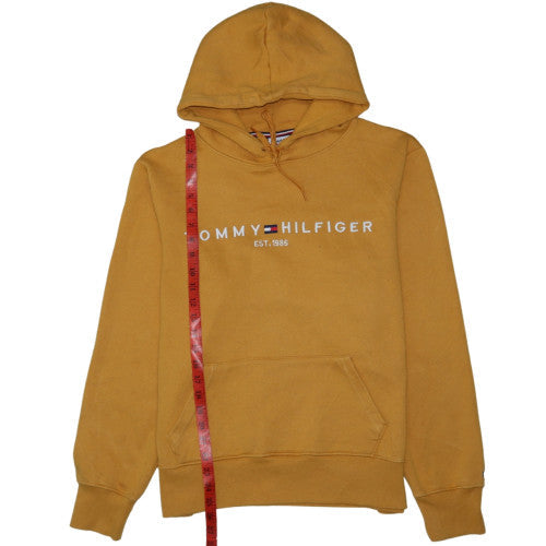 Tommy Hilfiger Men's Yellow Pullover Hoodie L Embroidered Logo
