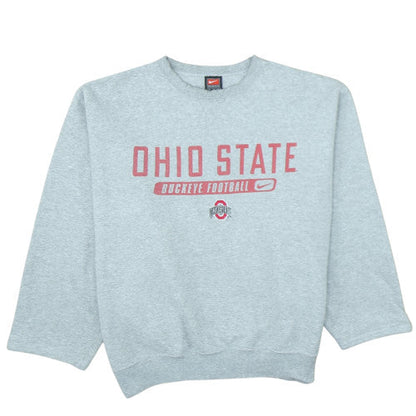 Nike Men Grey Ohio State Buckeye Football Crew Neck Sweatshirt Size M