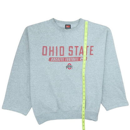 Nike Men Grey Ohio State Buckeye Football Crew Neck Sweatshirt Size M