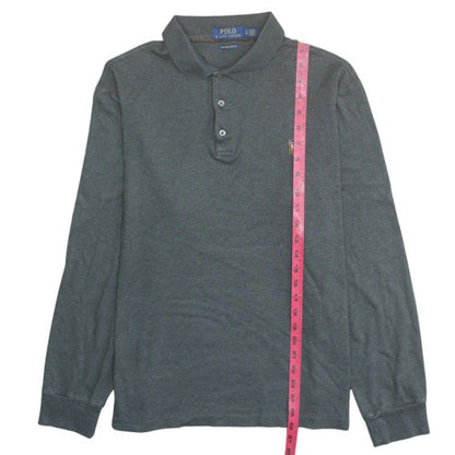Ralph Lauren Men's Grey Slim Fit Long Sleeve Cotton Polo Shirt L