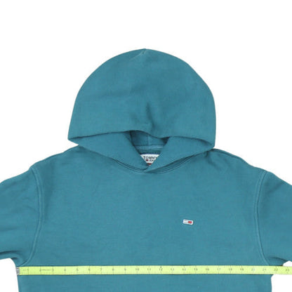 Tommy Jeans Men's Blue Pullover Hoodie M Logo Fleece Sweatshirt