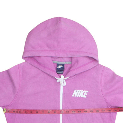 Nike Women's Pink Full Zip Hoodie Medium Cotton Blend