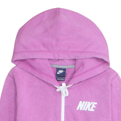Nike Women's Pink Full Zip Hoodie Medium Cotton Blend