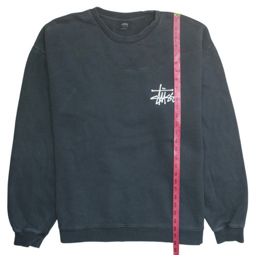 Stussy Men's Black L Pullover Crew Neck Sweatshirt Logo Streetwear