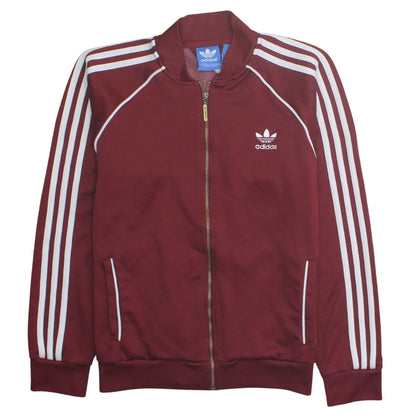 Adidas Men’s Red Full Zip Sweatshirt Jacket Size L Classic Sports Top