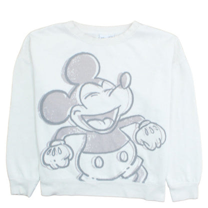Disney Women White Mickey Mouse Pullover Sweatshirt Size L