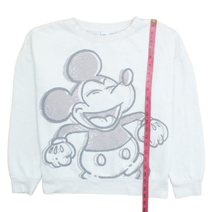 Disney Women White Mickey Mouse Pullover Sweatshirt Size L