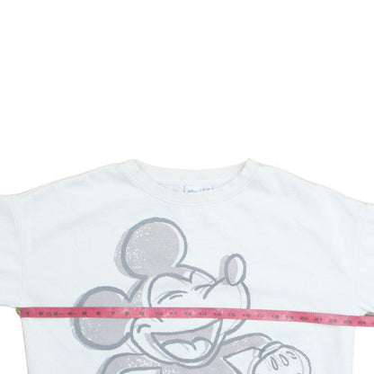 Disney Women White Mickey Mouse Pullover Sweatshirt Size L