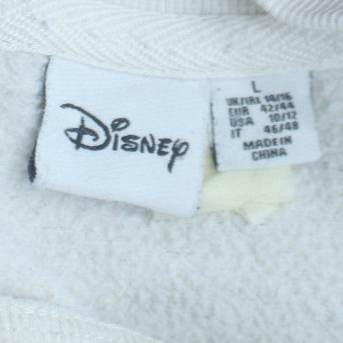 Disney Women White Mickey Mouse Pullover Sweatshirt Size L