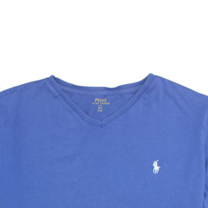 Ralph Lauren Men's Blue V-Neck Cotton T-Shirt Size L