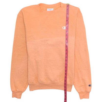 Champion Men's Orange Crew Neck Fleece Pullover Sweatshirt S