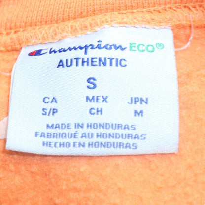 Champion Men's Orange Crew Neck Fleece Pullover Sweatshirt S
