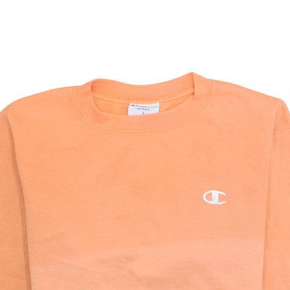 Champion Men's Orange Crew Neck Fleece Pullover Sweatshirt S
