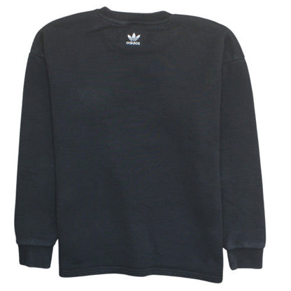 Adidas Women Black XS Sweatshirt Floral Trefoil Logo Cotton Crew Neck