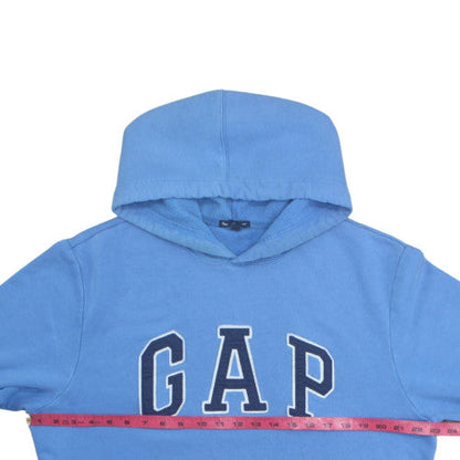 GAP Mens Blue Pullover Hoodie L Logo Graphic Fleece Sweatshirt