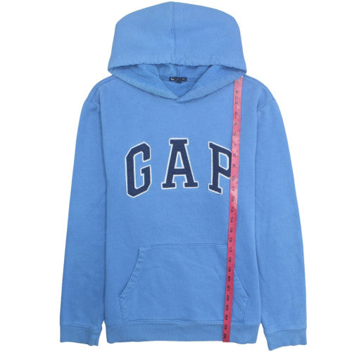 GAP Mens Blue Pullover Hoodie L Logo Graphic Fleece Sweatshirt
