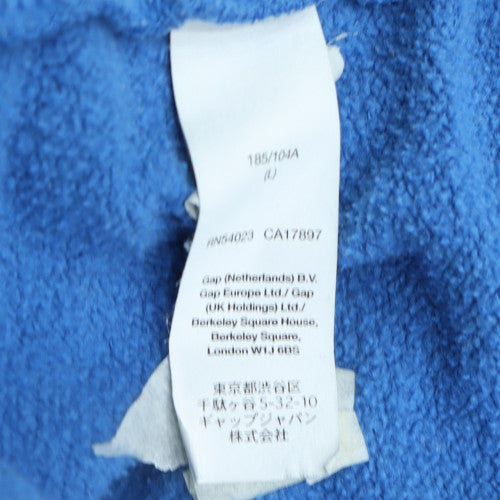 GAP Mens Blue Pullover Hoodie L Logo Graphic Fleece Sweatshirt