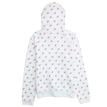 Adidas Women White Pink Full Zip Hoodie Size 12 Floral Print