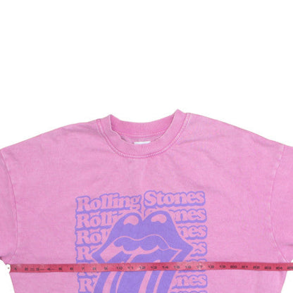 Primark Women’s Pink Rolling Stones Graphic Crew Neck Sweatshirt Size S