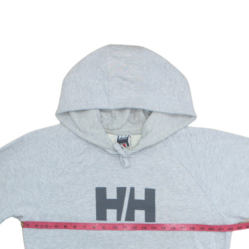 Helly Hansen Men's Grey Pullover Hoodie L Logo Cotton Blend