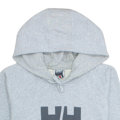 Helly Hansen Men's Grey Pullover Hoodie L Logo Cotton Blend