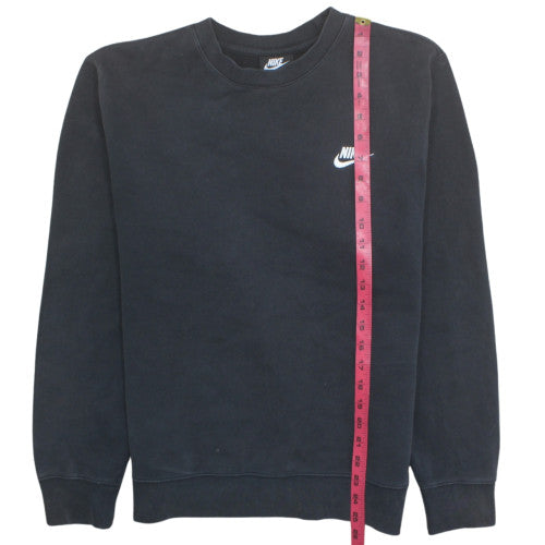 Nike Men's Black Crew Neck Sweatshirt S Pullover Fleece Logo