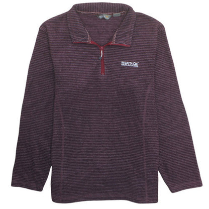 Regatta Great Outdoors Women Purple Stripe 1/4 Zip Fleece Pullover UK 14