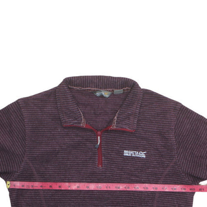 Regatta Great Outdoors Women Purple Stripe 1/4 Zip Fleece Pullover UK 14