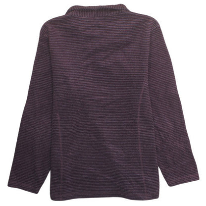 Regatta Great Outdoors Women Purple Stripe 1/4 Zip Fleece Pullover UK 14