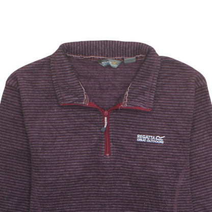 Regatta Great Outdoors Women Purple Stripe 1/4 Zip Fleece Pullover UK 14