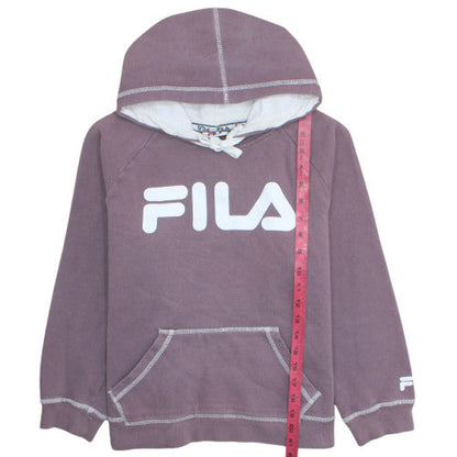 Fila Womens Purple Hoodie Size 12 Cotton Blend Pullover Sweatshirt