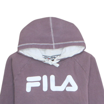 Fila Womens Purple Hoodie Size 12 Cotton Blend Pullover Sweatshirt
